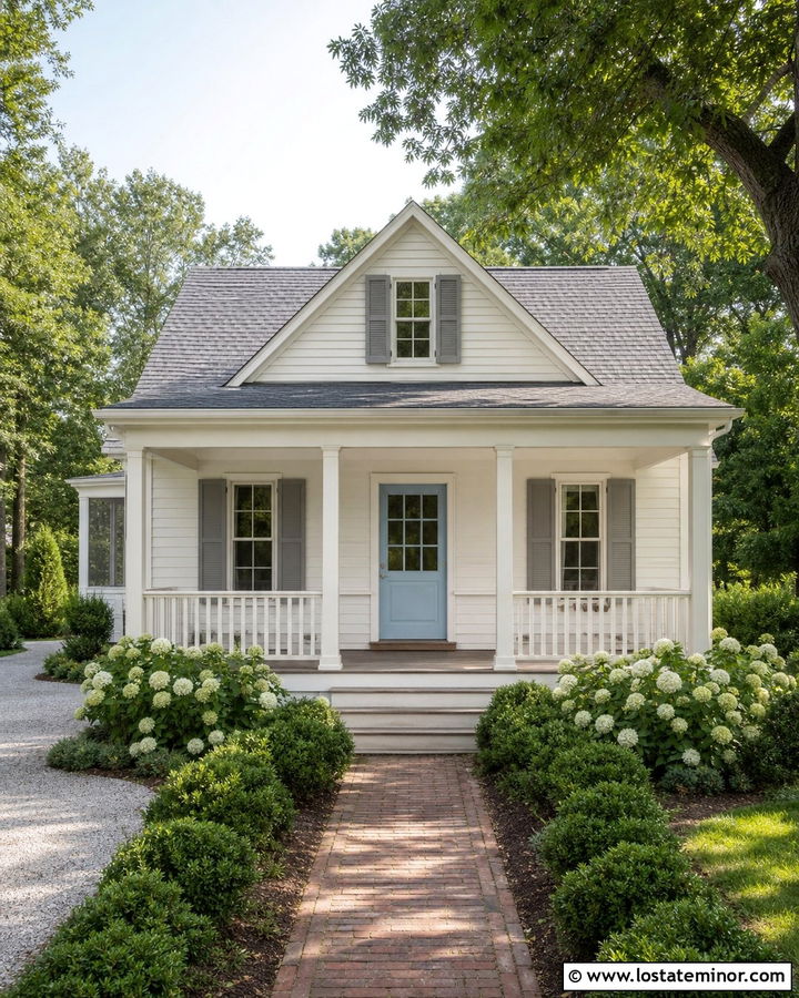 Off White House With Painted Wood Railings - 30 Off White House Design With Railings Ideas