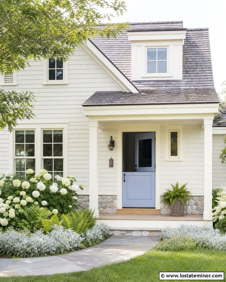 Off White House With Periwinkle Dutch Door - 30 Off White House Design With Dutch Door Ideas
