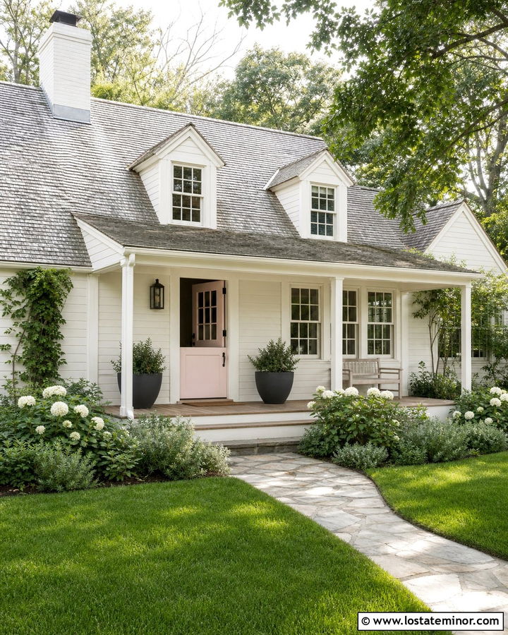 Off White House With Pink Dutch Door - 30 Off White House Design With Dutch Door Ideas