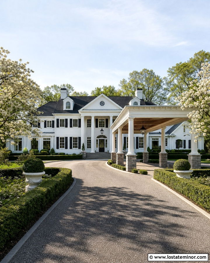 Off White House With Porte Cochere - 30 Off White House Design With Carport Ideas