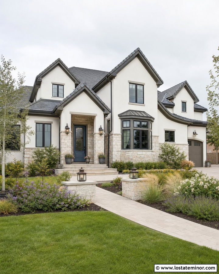 Off White House With Quartzite Wainscoting - 30 Off White House Design With Wainscoting Ideas