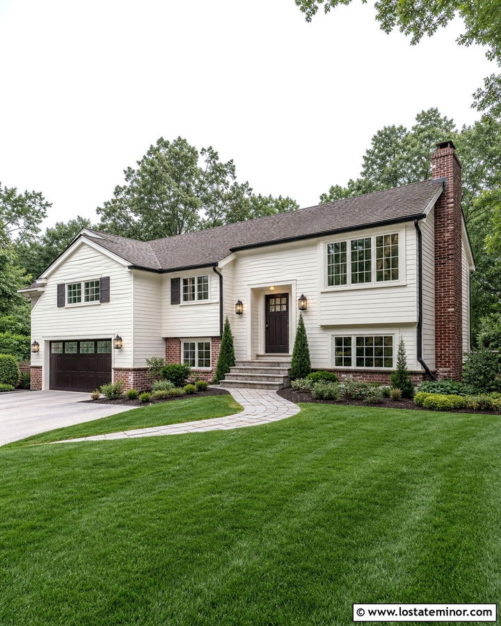 Off White House With Red Brick Accents - 30 Off White House Design With Accents Ideas