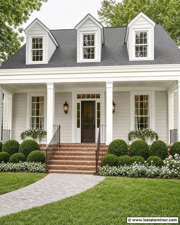 Off White House With Red Brick Porch And Screen Door - 30 Off White House Design With Screen Door Ideas
