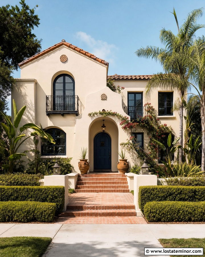 Off White House With Red Clay Roof - 30 Off White House Design With Roof Ideas