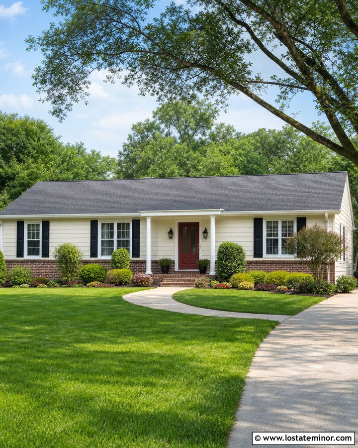 Off White House With Red Entry Door - 30 Off White House Design With Entry Door Ideas