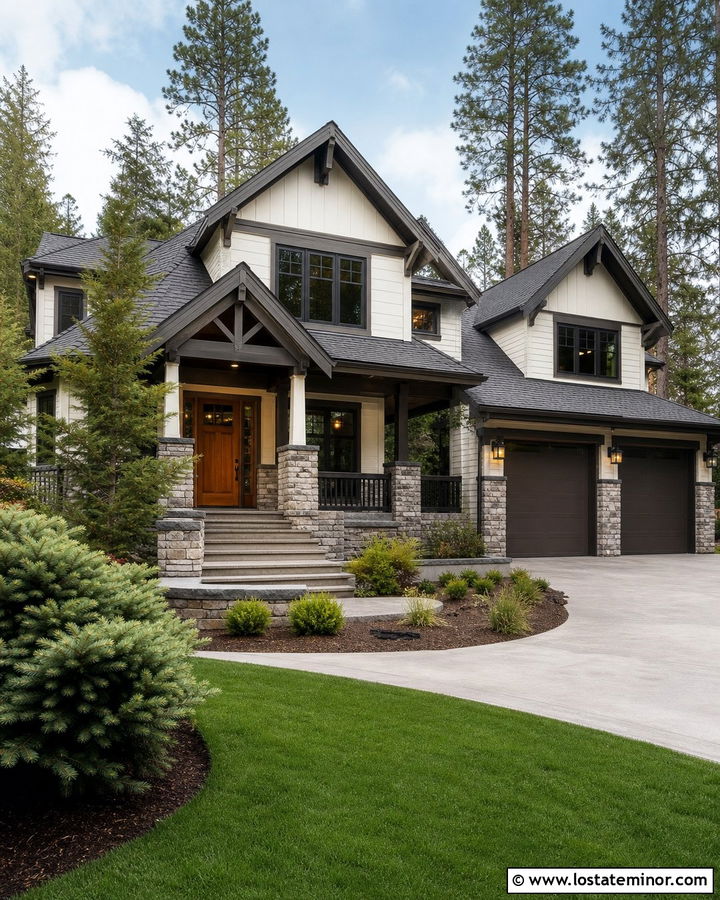 Off White House With Roof Coordinated Trim - 30 Off White House Design With Trim Ideas
