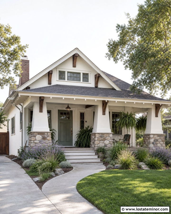 Off White House With Sage Green Entry Door - 30 Off White House Design With Entry Door Ideas
