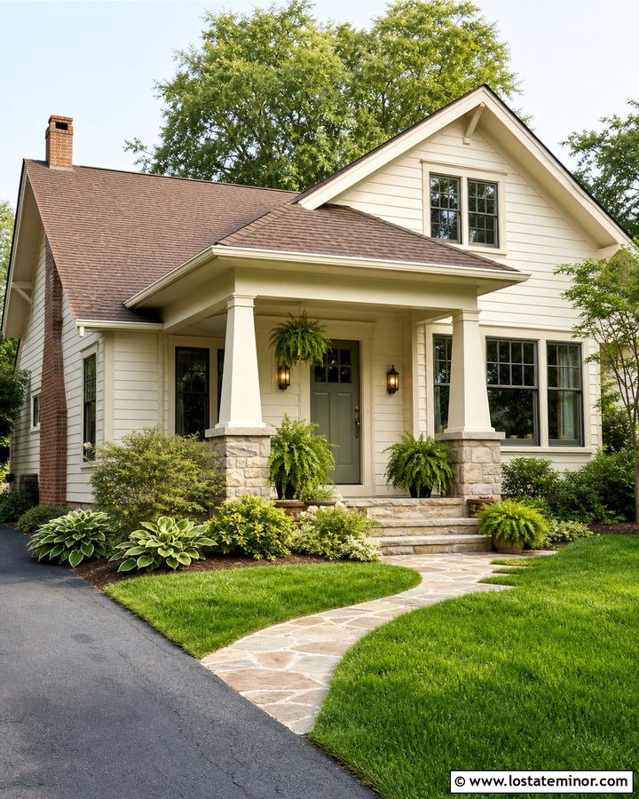 Off White House With Sage Green Front Door - 30 Off White House Design With Front Door Ideas