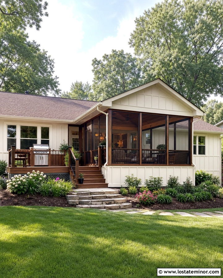 Off White House With Screened Deck - 30 Off White House Design With Deck Ideas