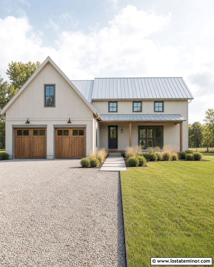 Off White House With Silver Metal Roof - 30 Off White House Design With Roof Ideas
