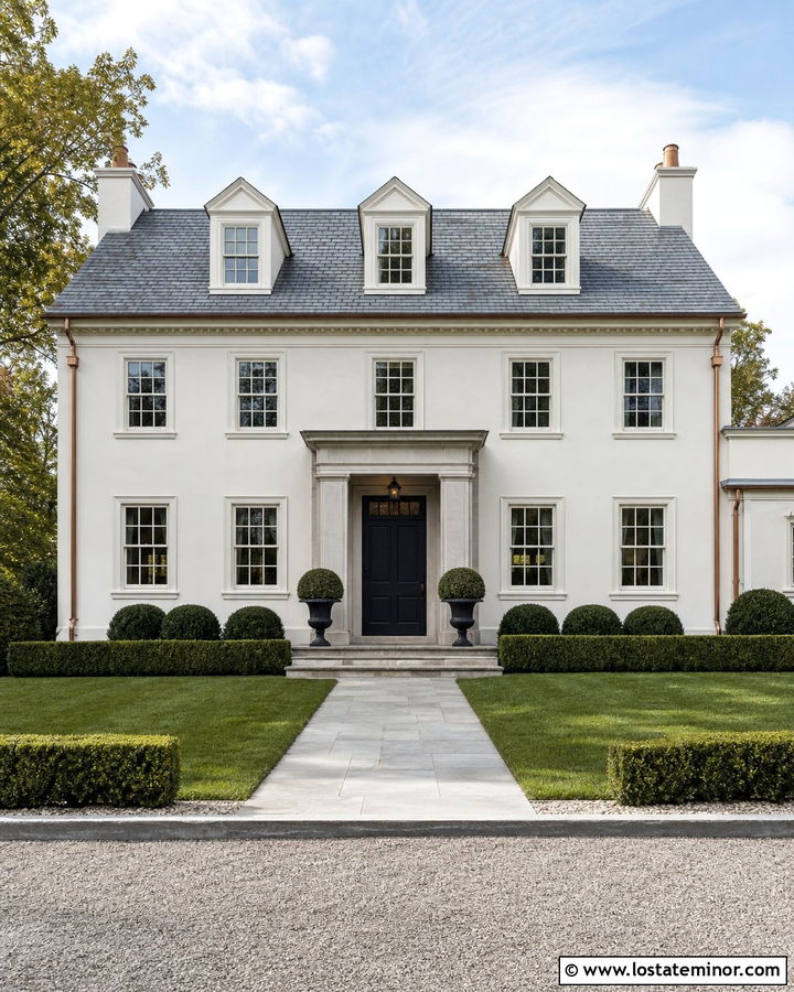 Off White House With Slate Gray Shingles And Copper Gutters - 30 Off White House Design With Shingles Ideas