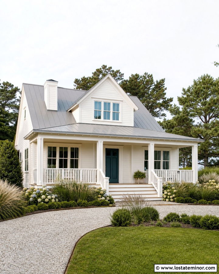 Off White House With Teal Front Door - 30 Off White House Design With Front Door Ideas