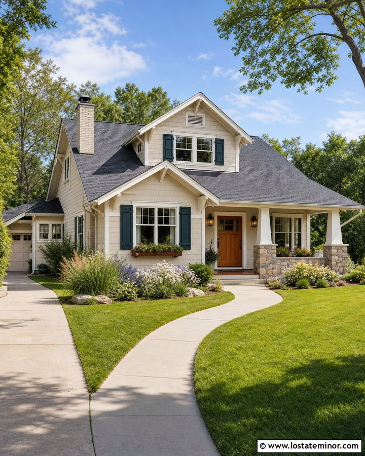 Off White House With Teal Shutters - 30 Off White House Design With Shutters Ideas