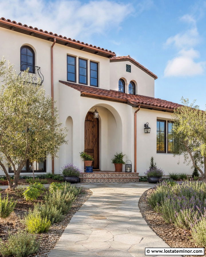 Off White House With Terracotta Tile Roof - 30 Off White House Design With Roof Ideas