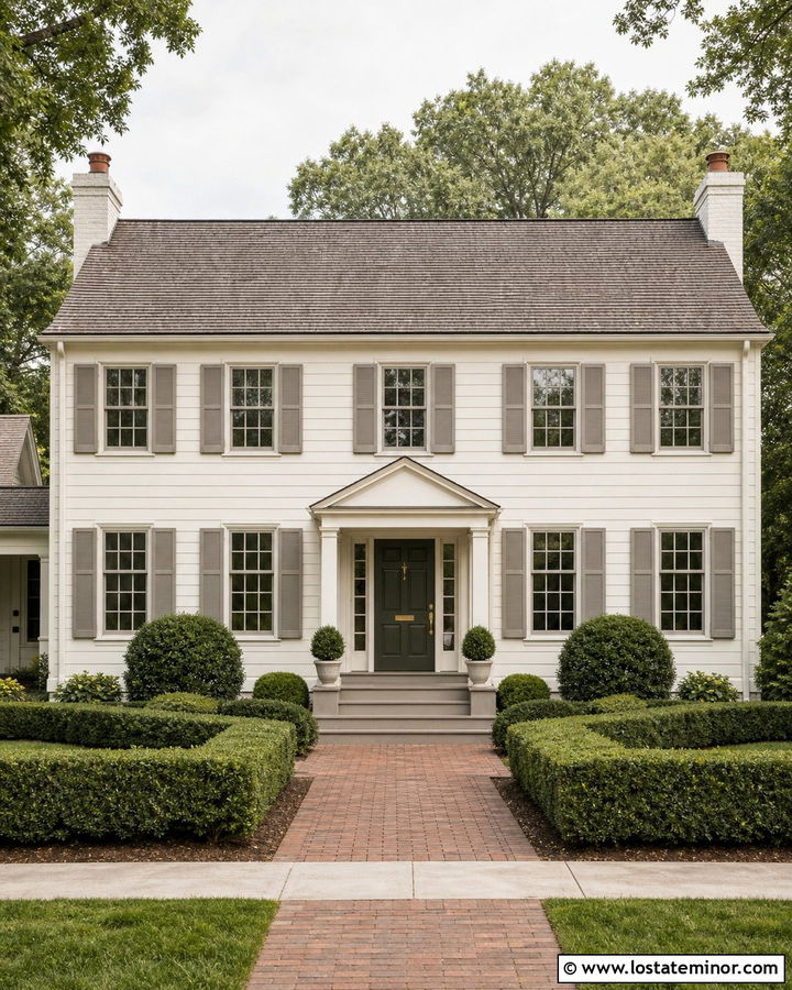 Off White House With Warm Gray Window Frames - 30 Off White House Design With Window Frames Ideas