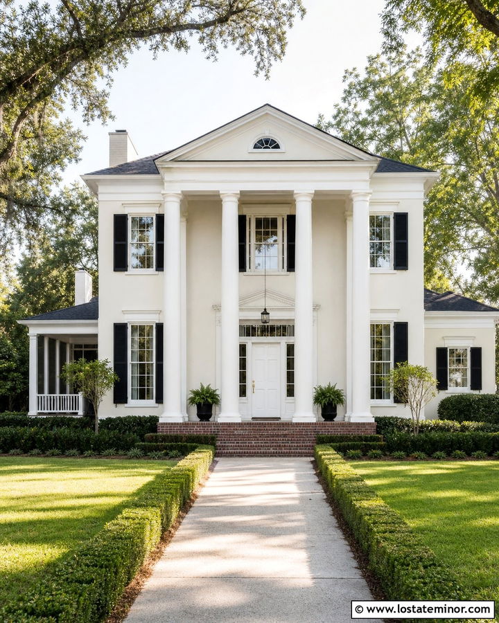 Off White House With White Entry Door - 30 Off White House Design With Entry Door Ideas