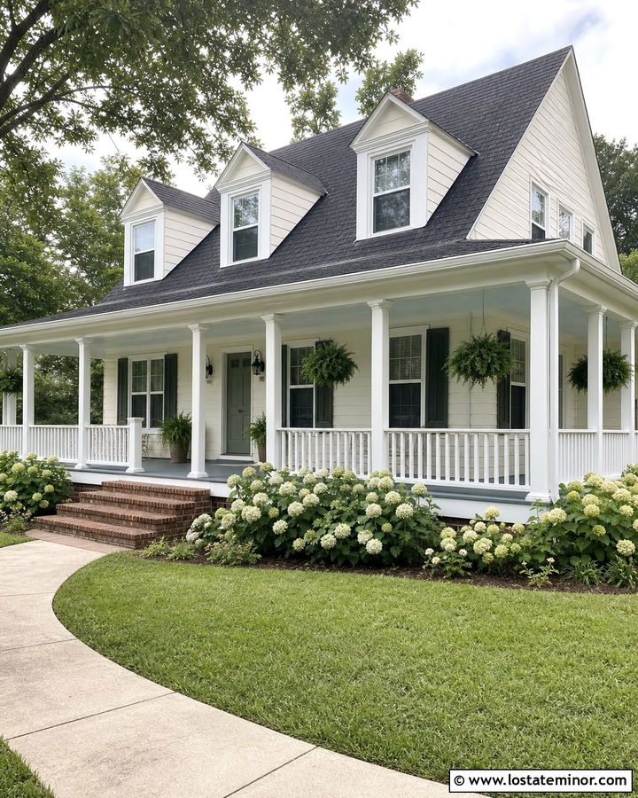 Off White House With Wraparound Porch And Dormers - 30 Off White House Design With Dormers Ideas