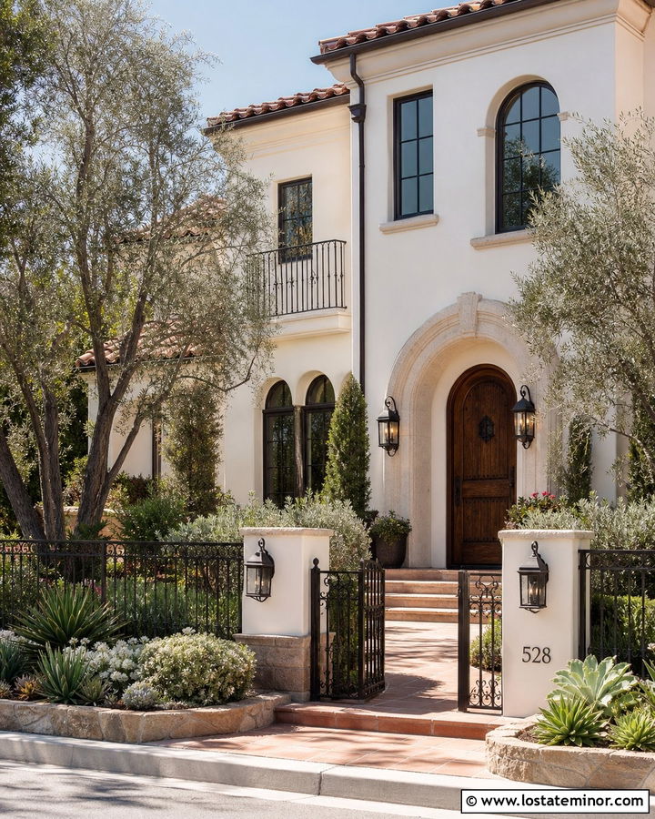 Off White House With Wrought Iron Fence - 30 Off White House Design With Fence Ideas