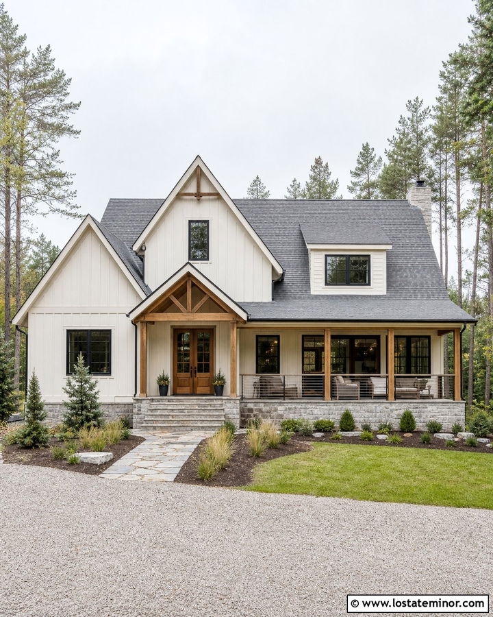 Off White Lake House With Mixed Gray Shingles - 30 Off White House Design With Shingles Ideas