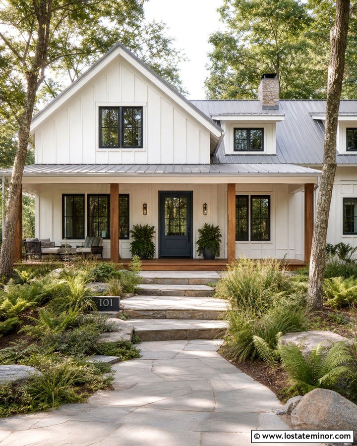 Off White Lake House With Slate Number Plaque - 30 Off White House Design With House Numbers Ideas