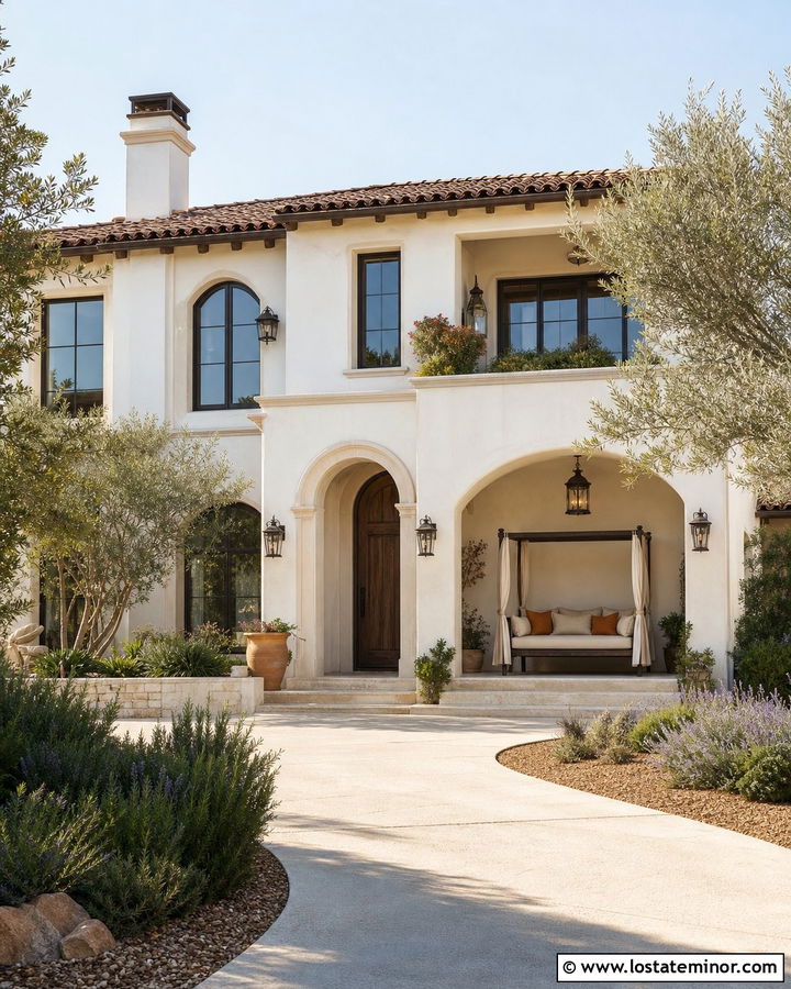 Off White Mediterranean House With Canopy Daybed - 30 Off White House Design With Daybed Ideas