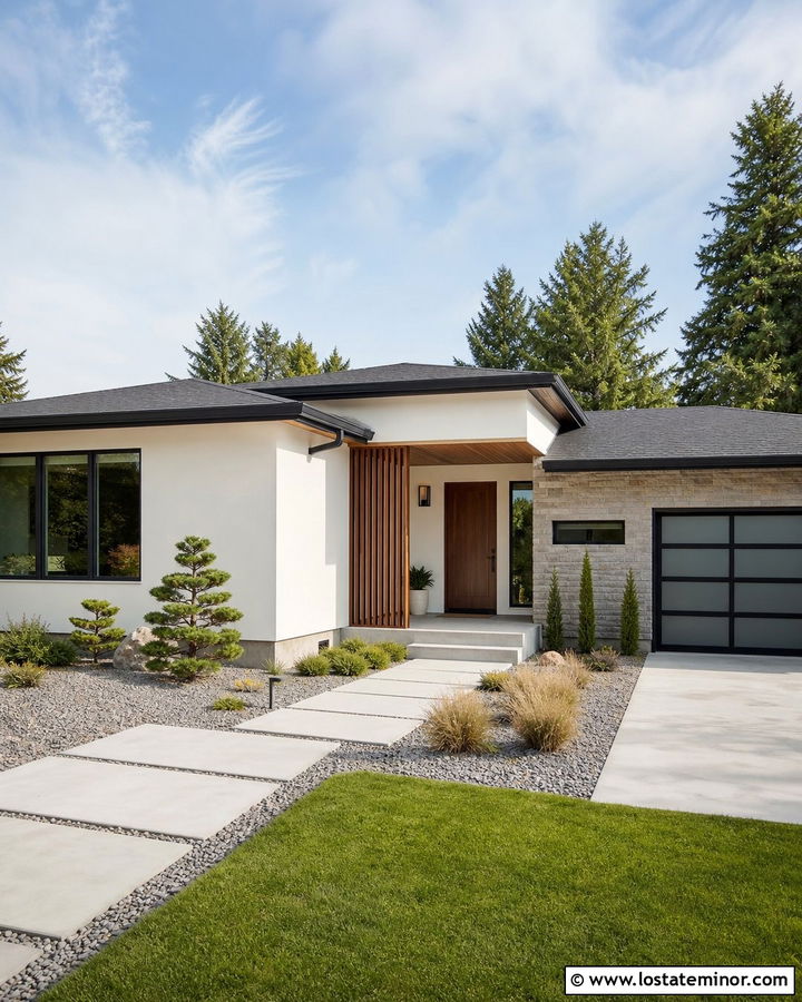 Off White Midcentury House With Cedar Slat Ceiling - 30 Off White House Design With Porch Ceiling Ideas