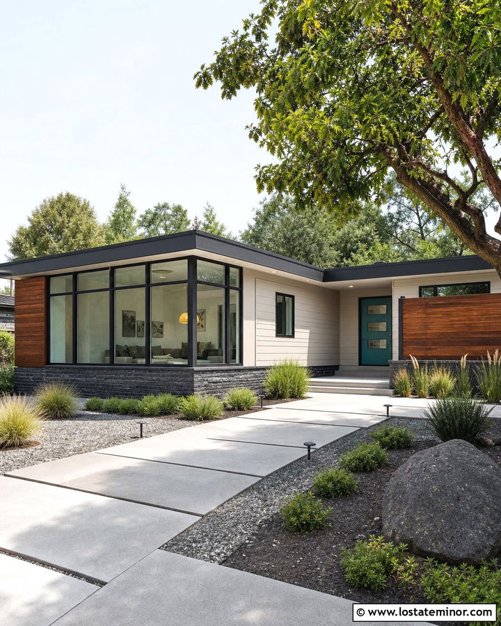 Off White Midcentury House With Flat Roof Sunroom - 30 Off White House Design With Sunroom Ideas