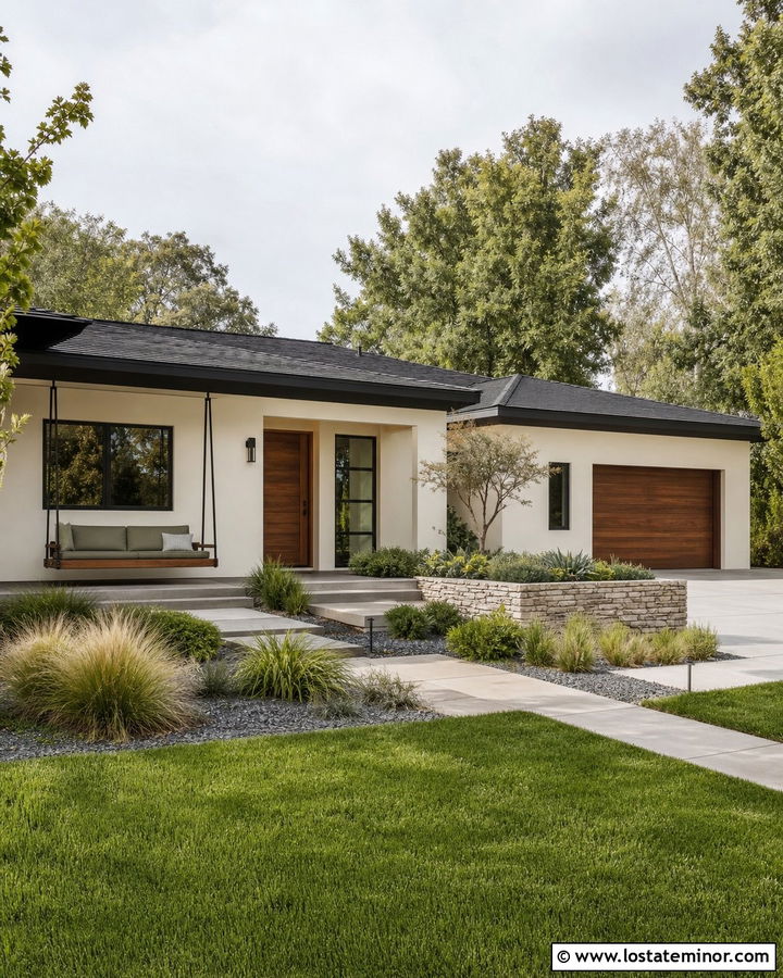 Off White Midcentury House With Platform Swing - 30 Off White House Design With Swing Ideas