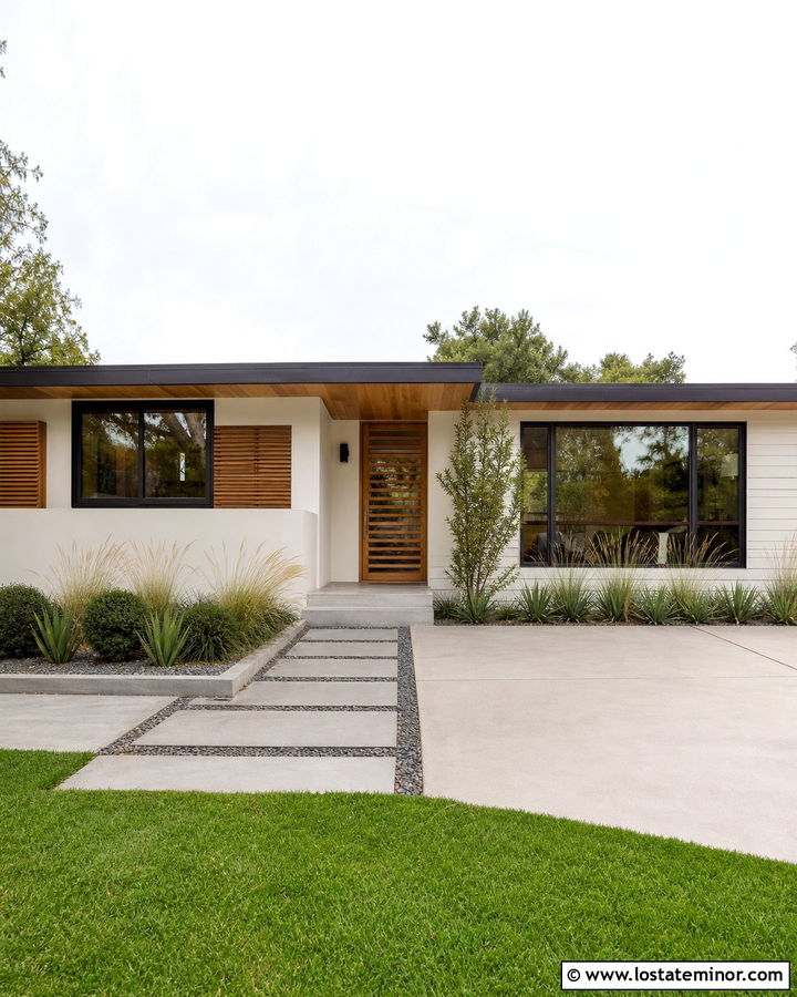 Off White Midcentury House With Teak Screen Door - 30 Off White House Design With Screen Door Ideas