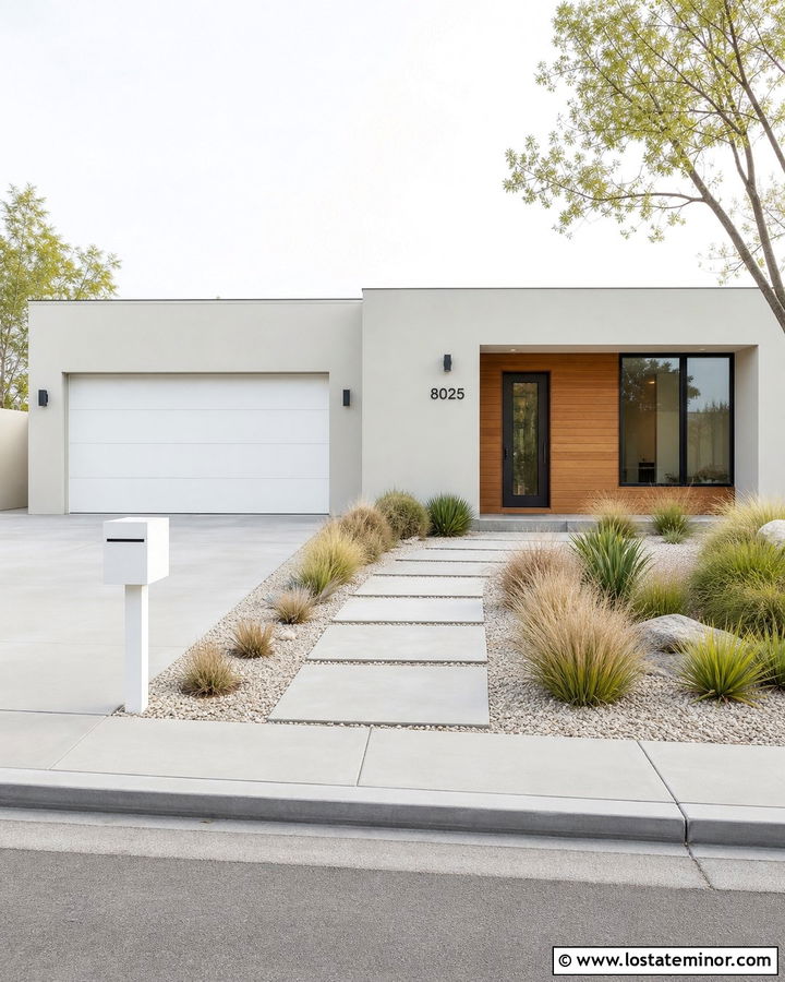 Off White Minimalist House With White Mailbox - 30 Off White House Design With Mailbox Ideas