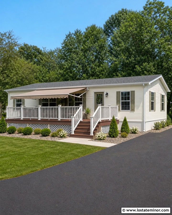 Off White Mobile Home With Patio Awning - 30 Off White House Design With Awning Ideas