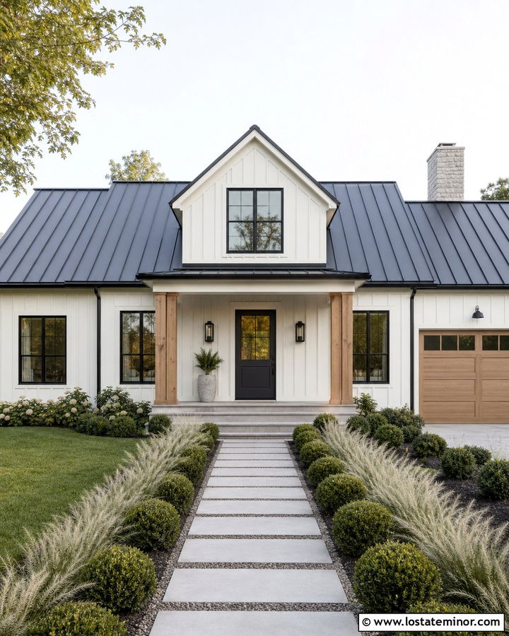 Off White Modern Farmhouse With Gray Dutch Door - 30 Off White House Design With Dutch Door Ideas
