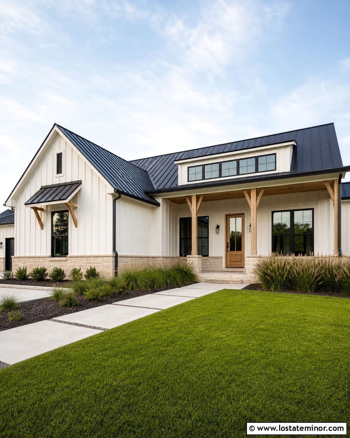 Off White Modern Farmhouse With Shed Dormers - 30 Off White House Design With Dormers Ideas