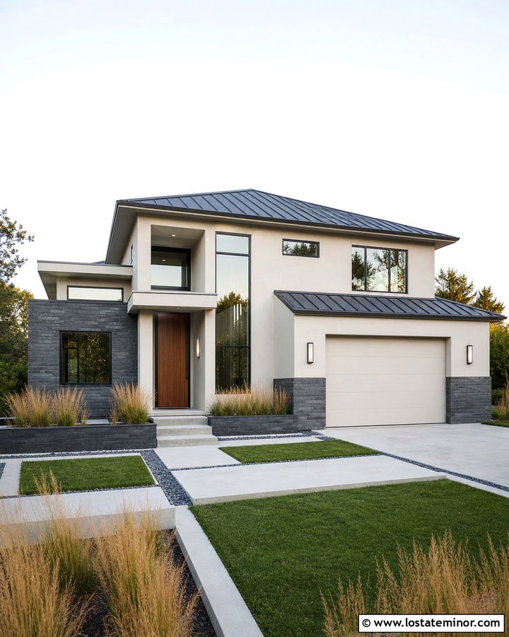 Off White Modern House With Charcoal Wainscoting - 30 Off White House Design With Wainscoting Ideas