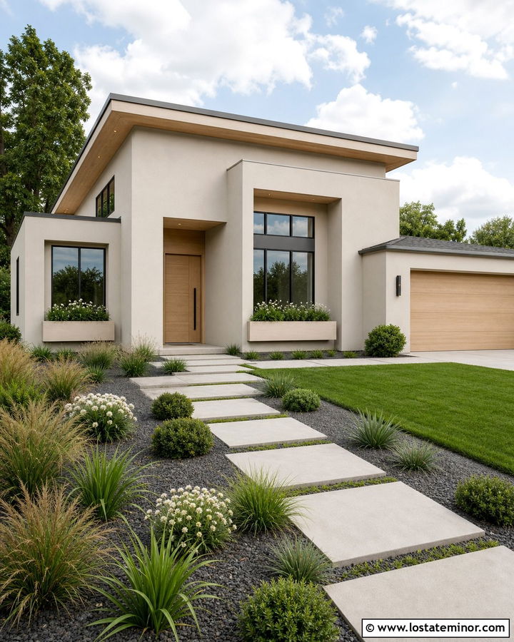 Off White Modern House With Cream Window Boxes - 30 Off White House Design With Window Boxes Ideas