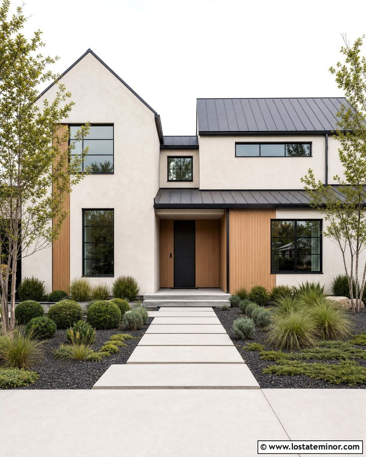 Off White Modern House With Minimal Landscaping - 30 Off White House Design With Landscaping Ideas