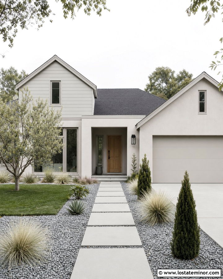 Off White Modern House With Pale Gray Trim - 30 Off White House Design With Trim Ideas