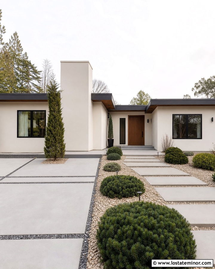 Off White Modern House With Stucco Chimney - 30 Off White House Design With Chimney Ideas