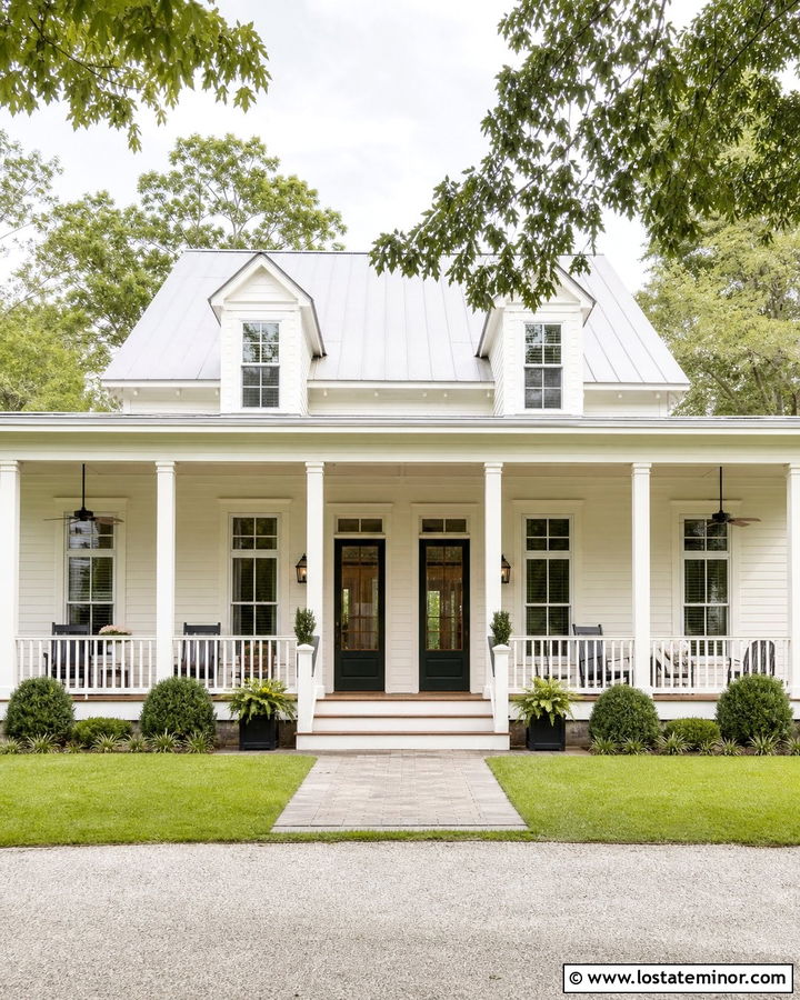 Off White Porch House With Two Screen Doors - 30 Off White House Design With Screen Door Ideas