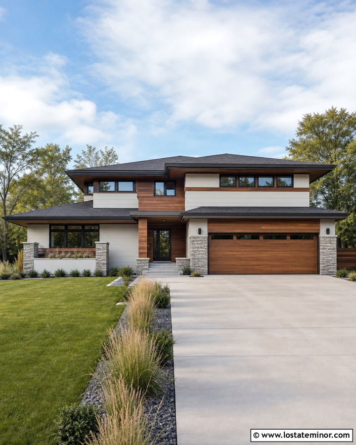 Off White Prairie House With Cedar Trim - 30 Off White House Design With Trim Ideas
