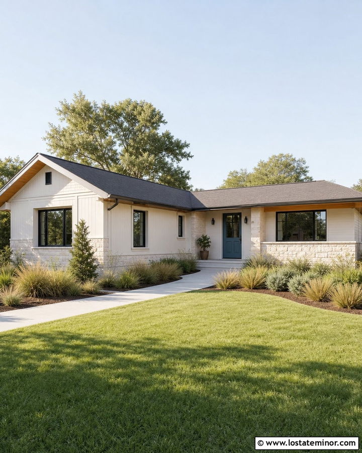 Off White Ranch House With Blue Dutch Door - 30 Off White House Design With Dutch Door Ideas