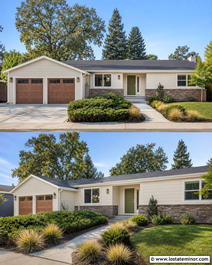 Off White Ranch House With Brick Skirting - 30 Off White House Design With Brick Accents Ideas