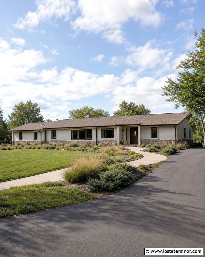 Off White Ranch House With Bronze Storm Door - 30 Off White House Design With Storm Door Ideas