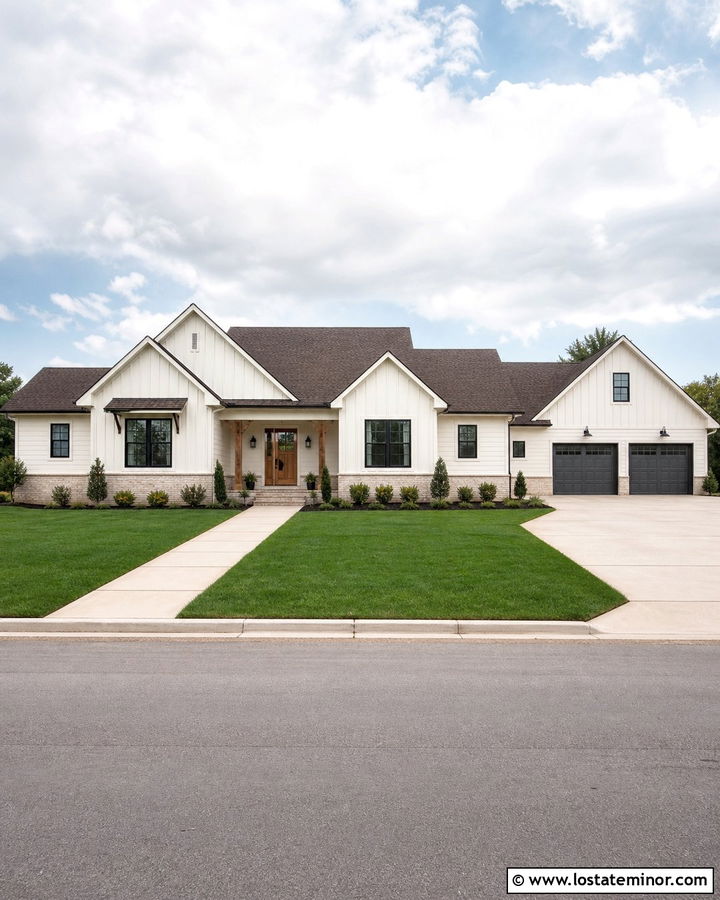 Off White Ranch House With Front Gables - 30 Off White House Design With Gables Ideas