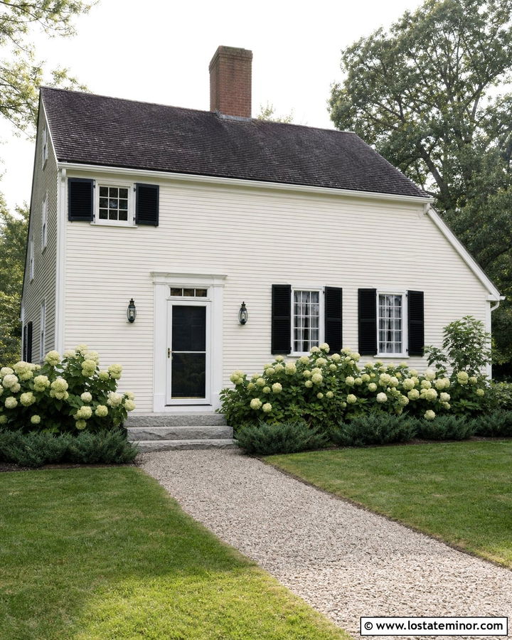 Off White Saltbox House With White Storm Door - 30 Off White House Design With Storm Door Ideas