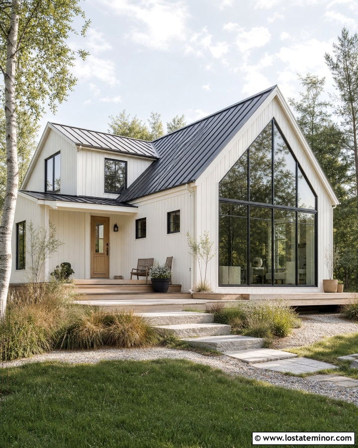 Off White Scandinavian House With Gable Sunroom - 30 Off White House Design With Sunroom Ideas
