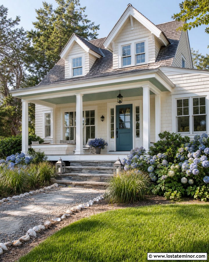 Off White Shingle House With Sea Glass Porch Ceiling - 30 Off White House Design With Porch Ceiling Ideas
