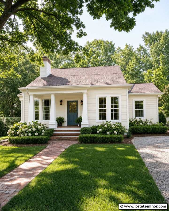 Off White Siding With A Blue Front Door - 30 Off White House Design With Siding Ideas