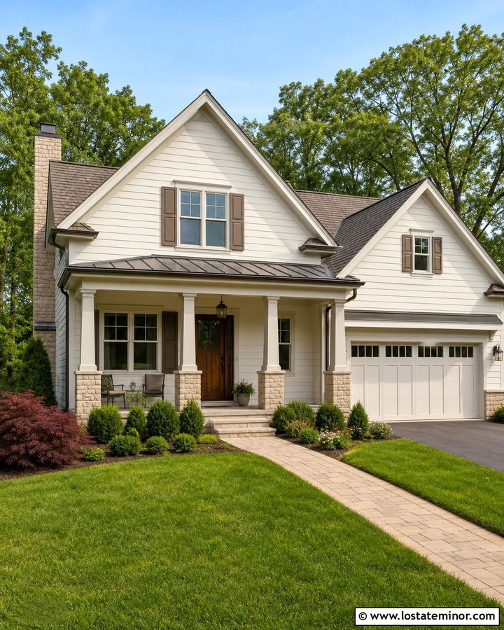 Off White Siding With A Brown Roof - 30 Off White House Design With Siding Ideas