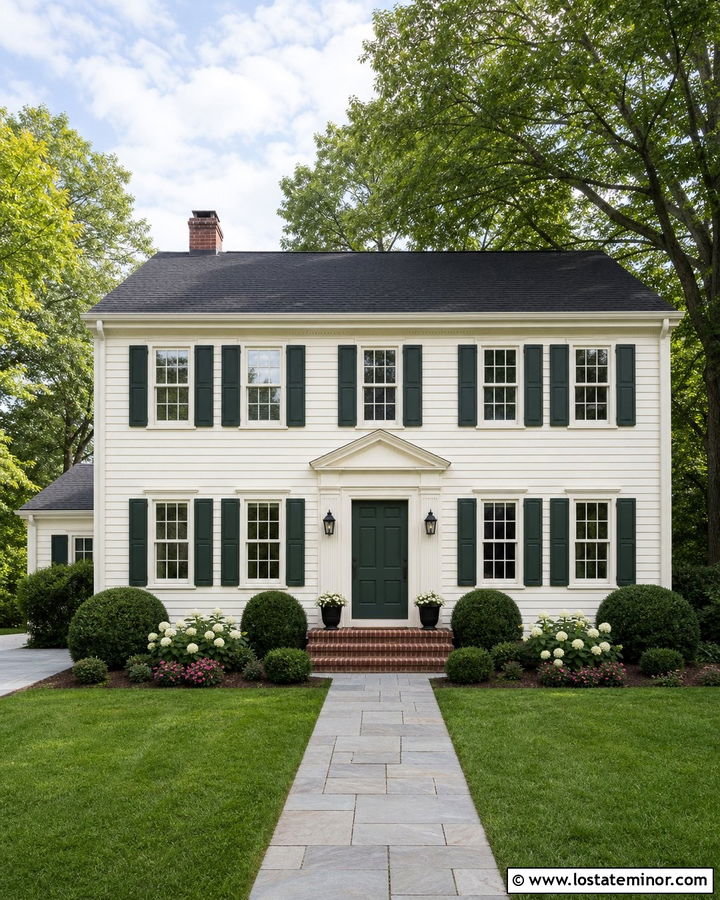 Off White Siding With A Green Front Door - 30 Off White House Design With Siding Ideas